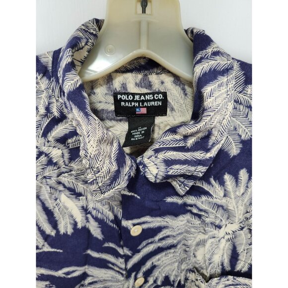 Vintage Polo Jeans Ralph Lauren Hawaiian Shirt Short Sleeves - Picture 3 of 6